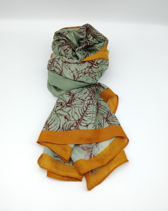 Green and yellow edge butterfly bird scarf